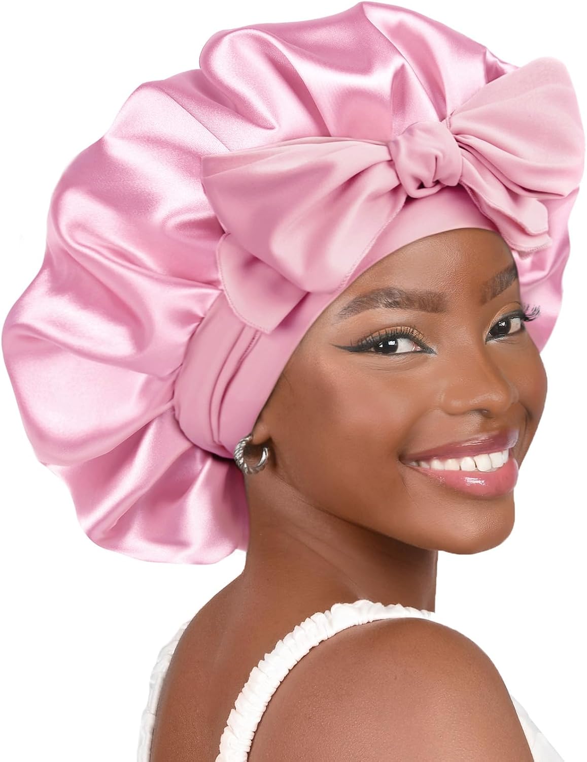 YANIBEST Satin Bonnet Silk Bonnet for Sleeping Double Layer Satin Lined Hair Bonnet with Tie Band Bonnets for Women