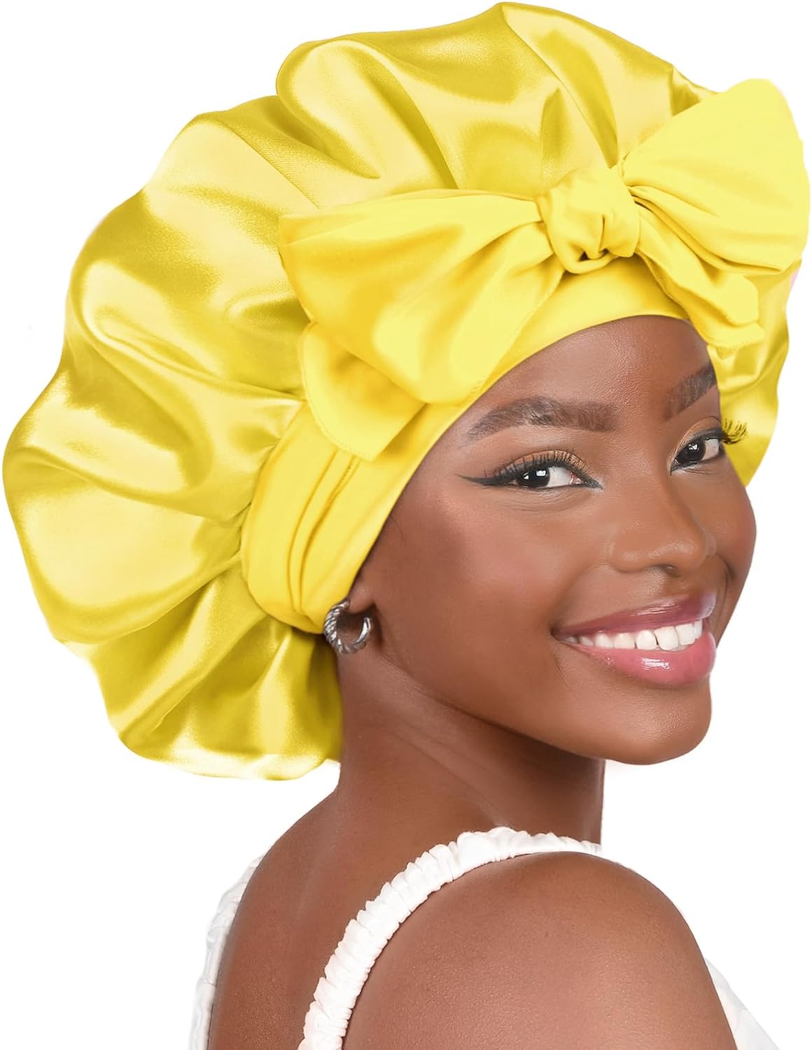 YANIBEST Satin Bonnet Silk Bonnet for Sleeping Double Layer Satin Lined Hair Bonnet with Tie Band Bonnets for Women