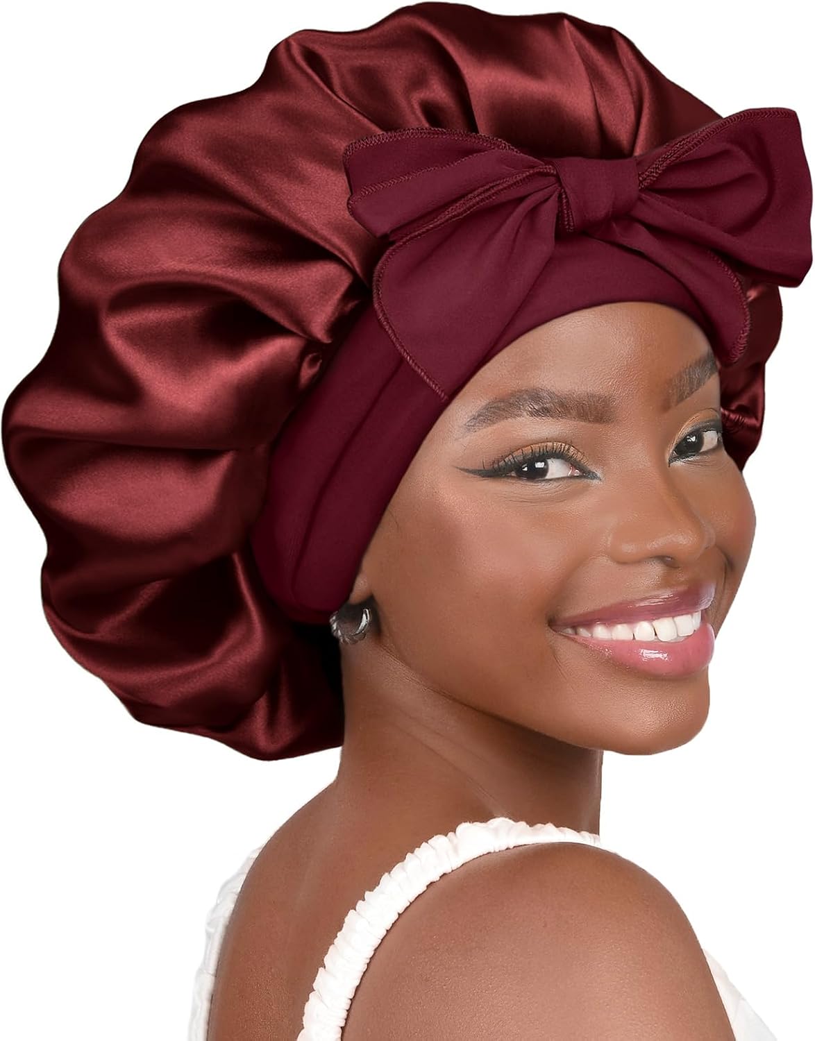 YANIBEST Satin Bonnet Silk Bonnet for Sleeping Double Layer Satin Lined Hair Bonnet with Tie Band Bonnets for Women