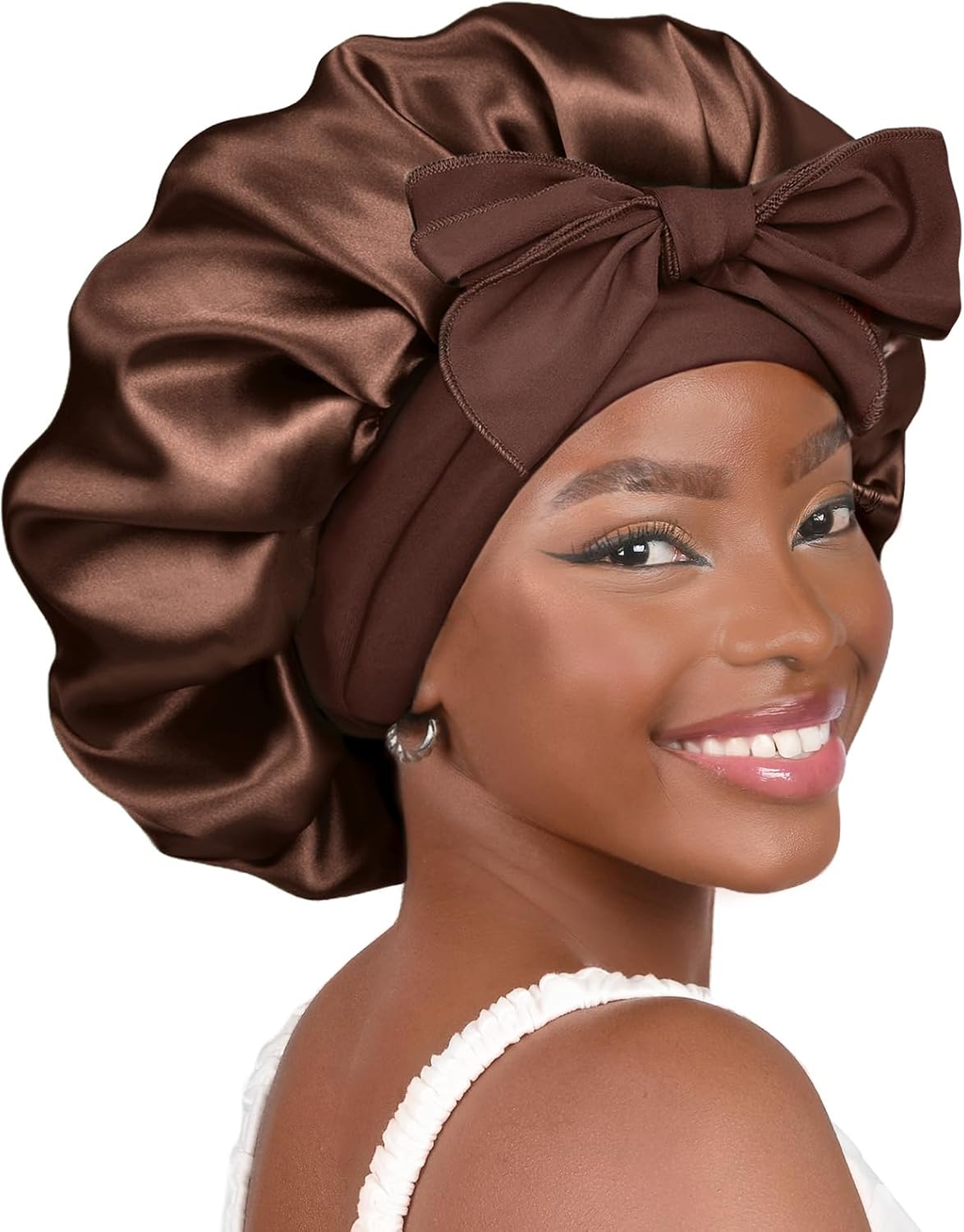 YANIBEST Satin Bonnet Silk Bonnet for Sleeping Double Layer Satin Lined Hair Bonnet with Tie Band Bonnets for Women