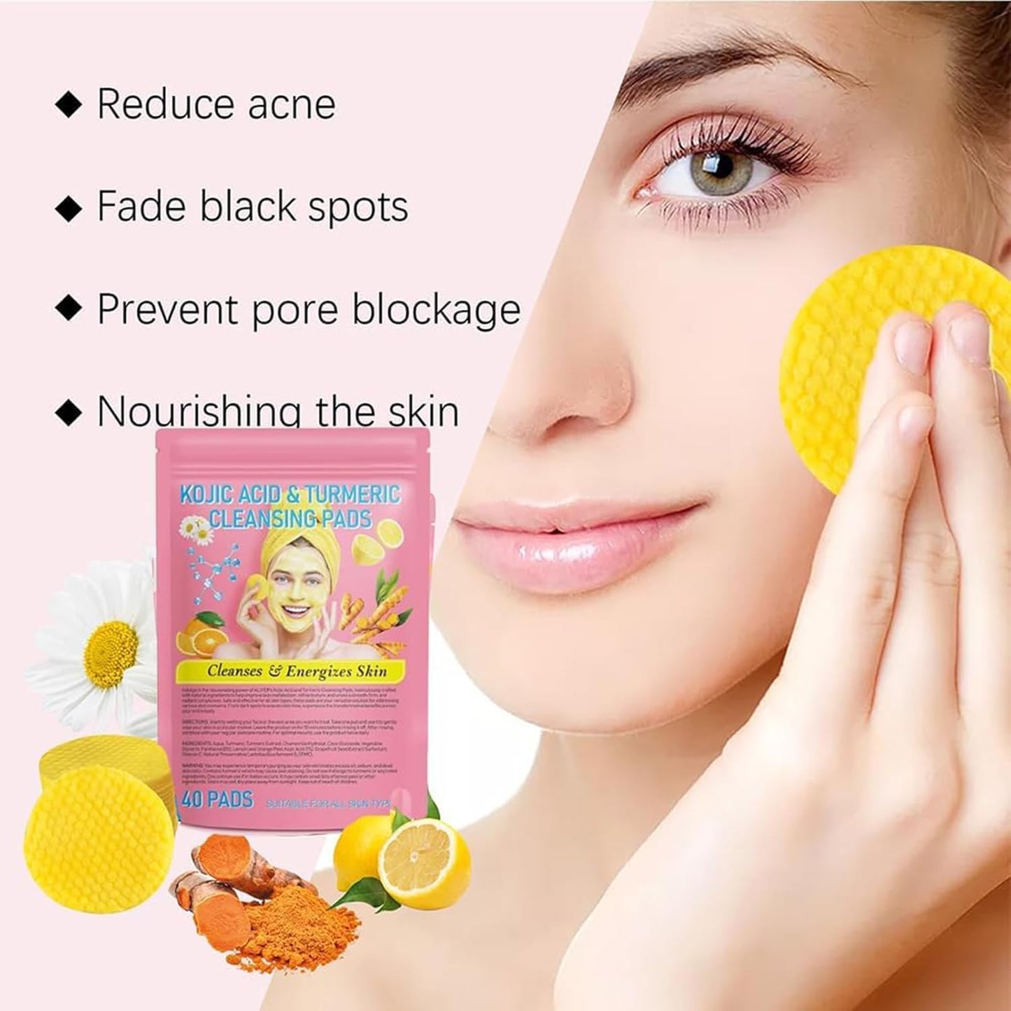 Neously Turmeric Kojic Acid Pads, Turmeric Kojic Acid Cleansing Pads, Zuthoria Turmeric Kojic Acid Cleansing Pads, Turmeric Exfoliating Face Scrub Pads, Gentle Non-irritating