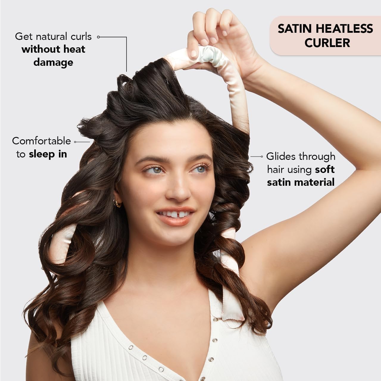 Kitsch Satin Heatless Curling Set - Overnight Hair Curlers and Rollers for No-Heat Soft Curls, Curling Rod Headband - Sunset