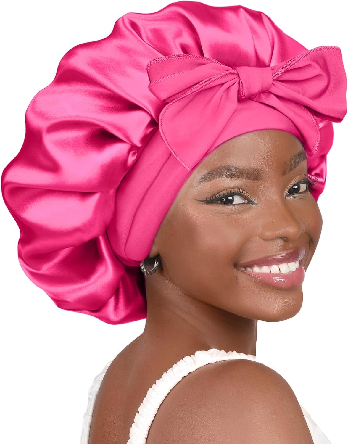 YANIBEST Satin Bonnet Silk Bonnet for Sleeping Double Layer Satin Lined Hair Bonnet with Tie Band Bonnets for Women