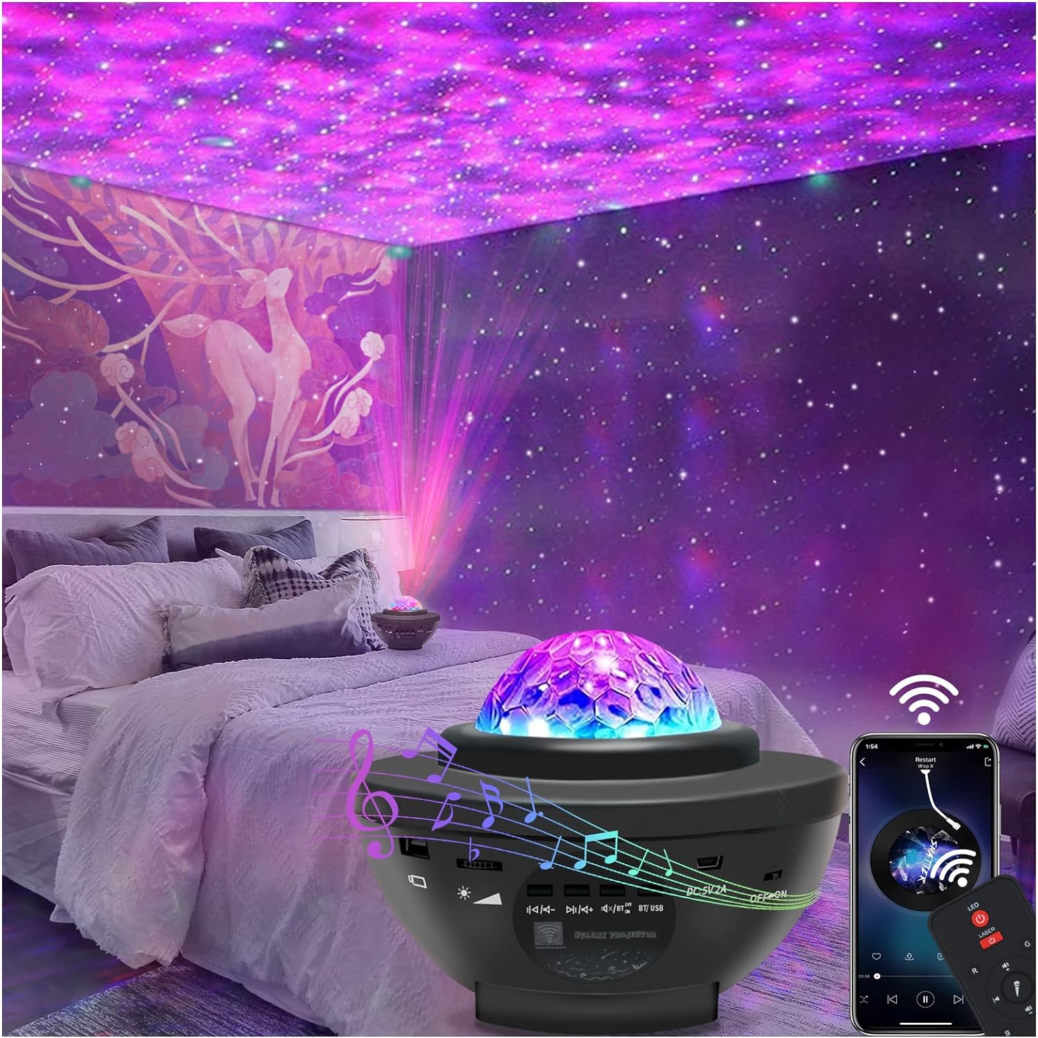 Star Projector Night Light, Starry Light Projector,Bubble Cloud Galaxy  Projector